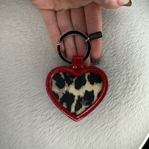 SOLD- Coach Leopard Heart Key Fob w/ Mirror